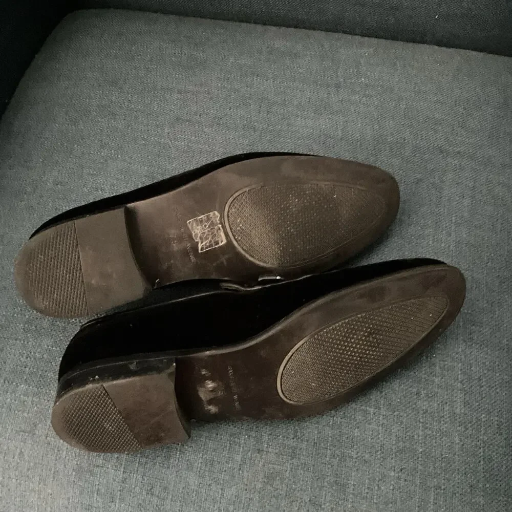 Saks Fifth Avenue Black Velvet Bit Loafers Evening Shoes Mens 7.5M DOLO-1